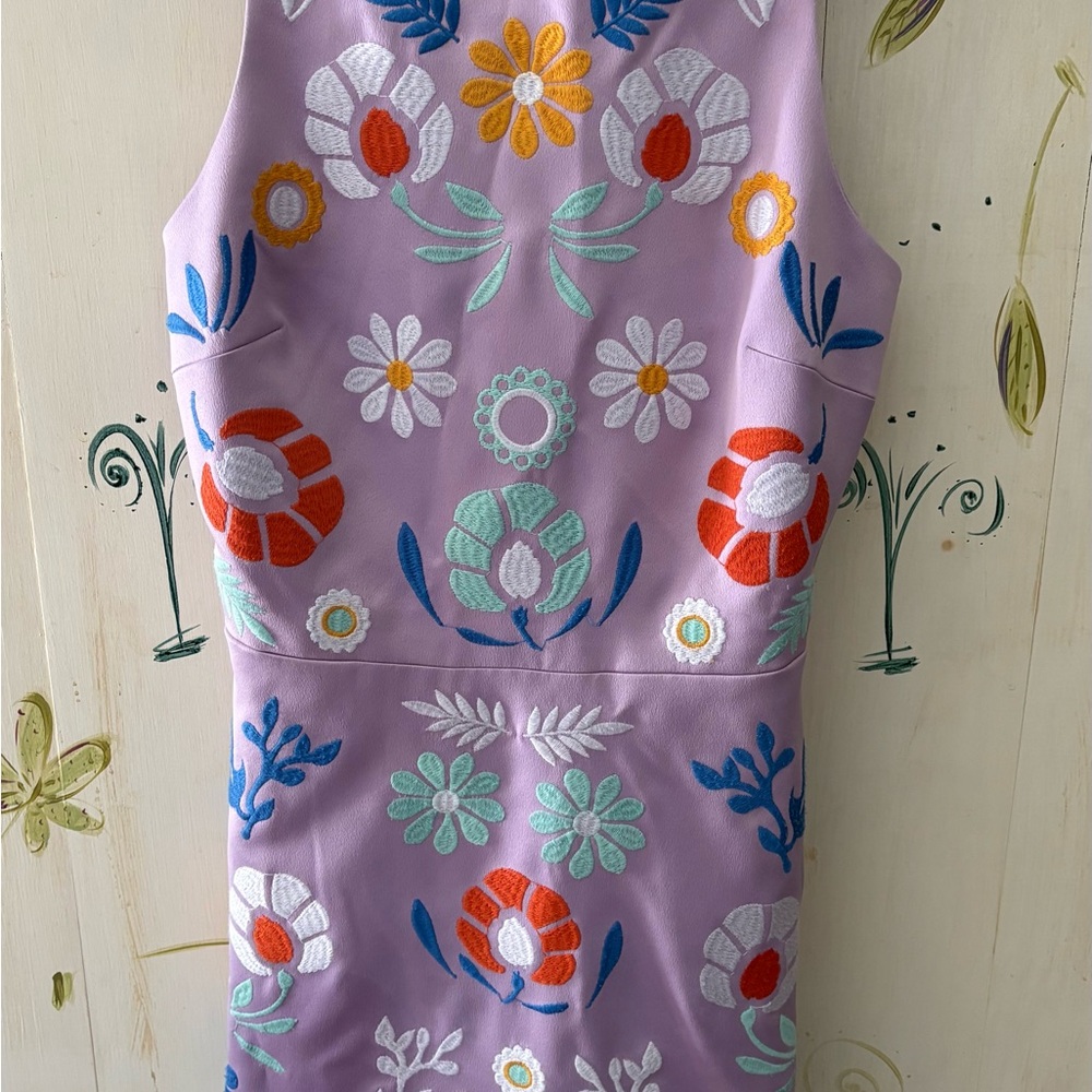 Floral Embroidered Women’s Dress - Purple